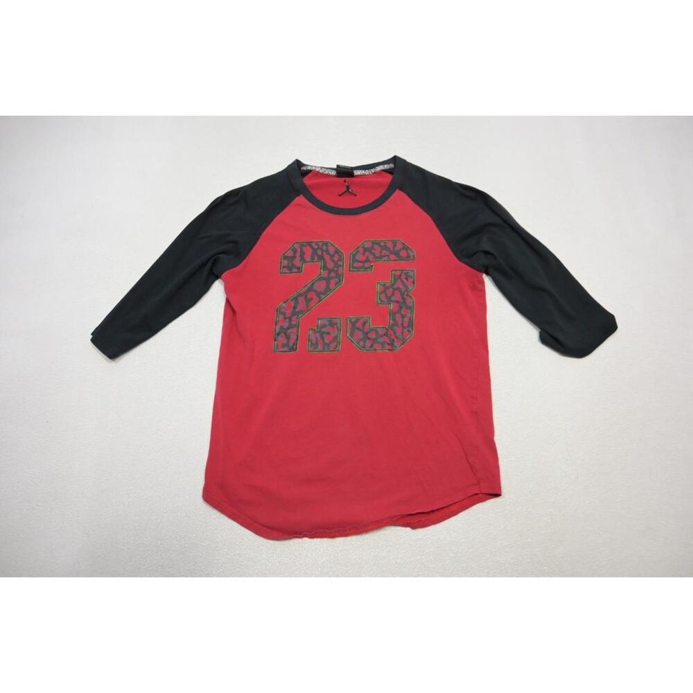 Nike Air Jordan Tee Gym Shirt Graphic Red 3/4 Sleeve Mens Size Medium - Picture 6 of 11